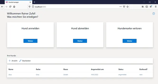 Screenshot unserer Lösung