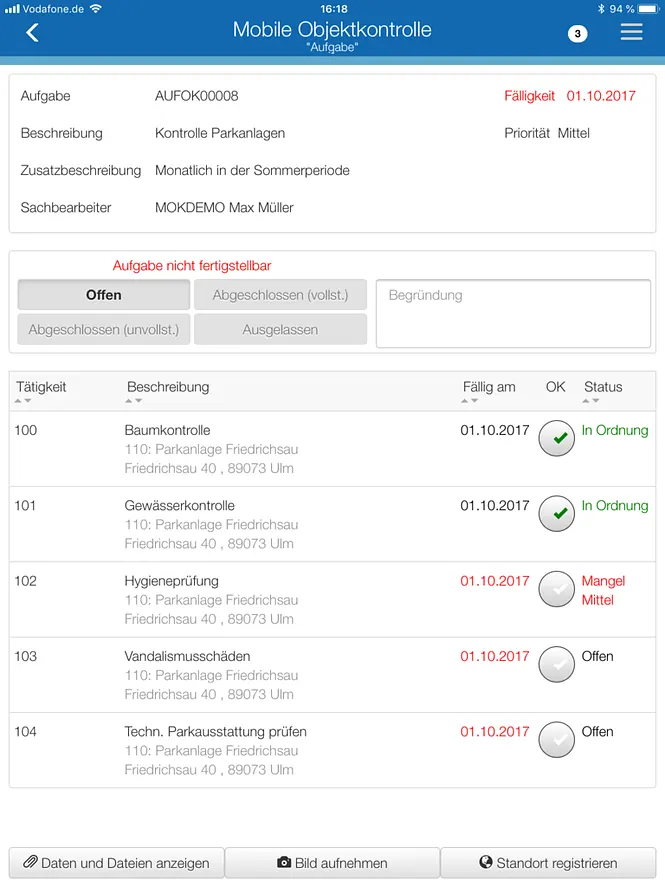 Prüfliste Mobile Objektkontrolle