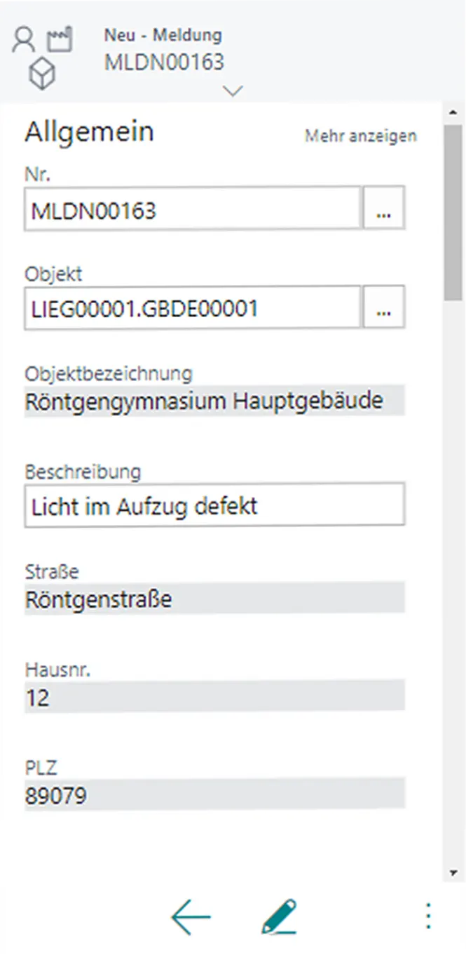 Mobile Erfassung einer Störmeldung