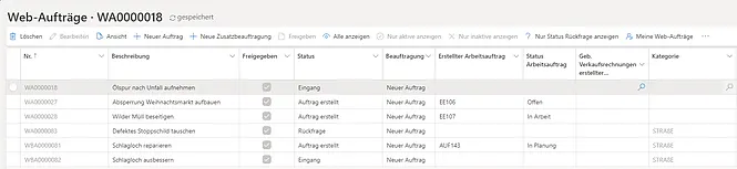 Übersicht Web-Aufträge