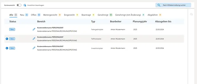 Screenshot unserer Lösung