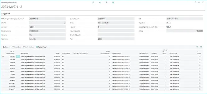 Screenshot unserer Lösung