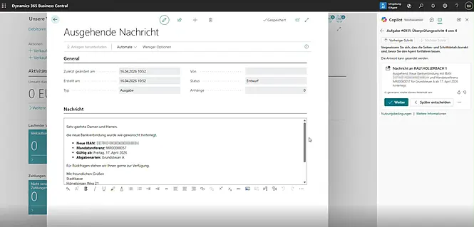 Bankkonto-Agent verschickt die Mail