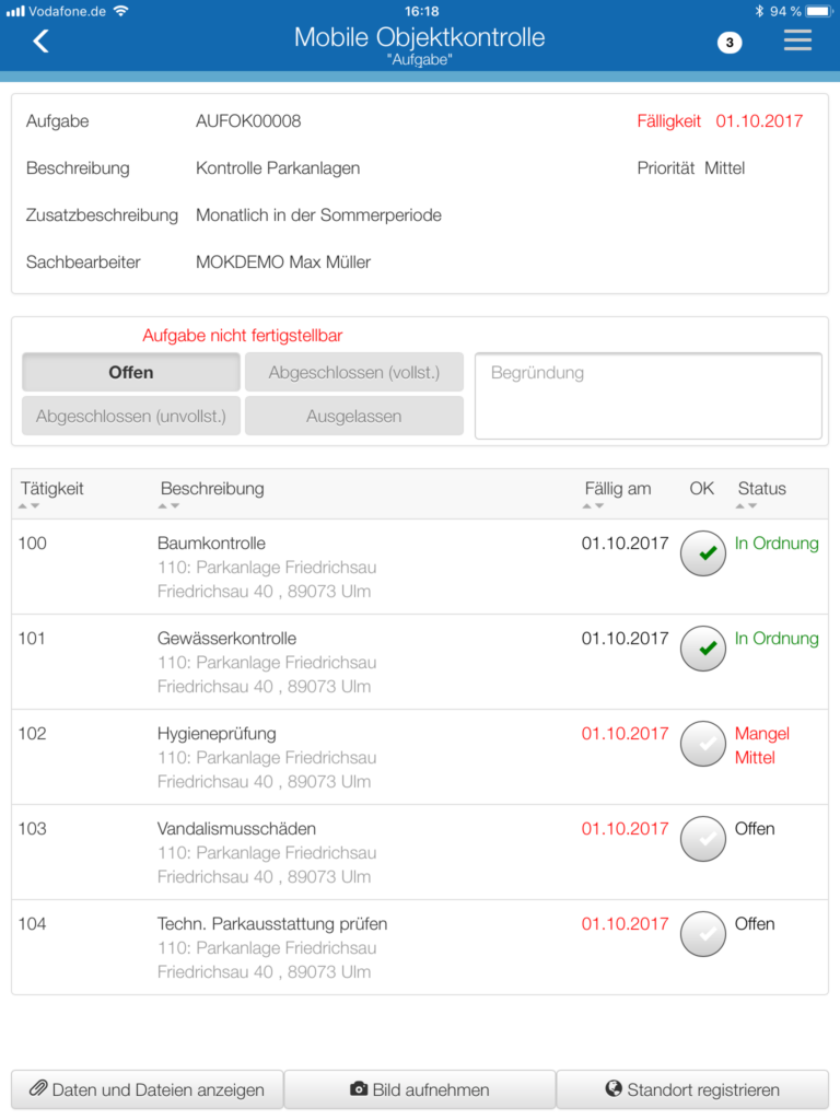 Prüfliste Mobile Objektkontrolle