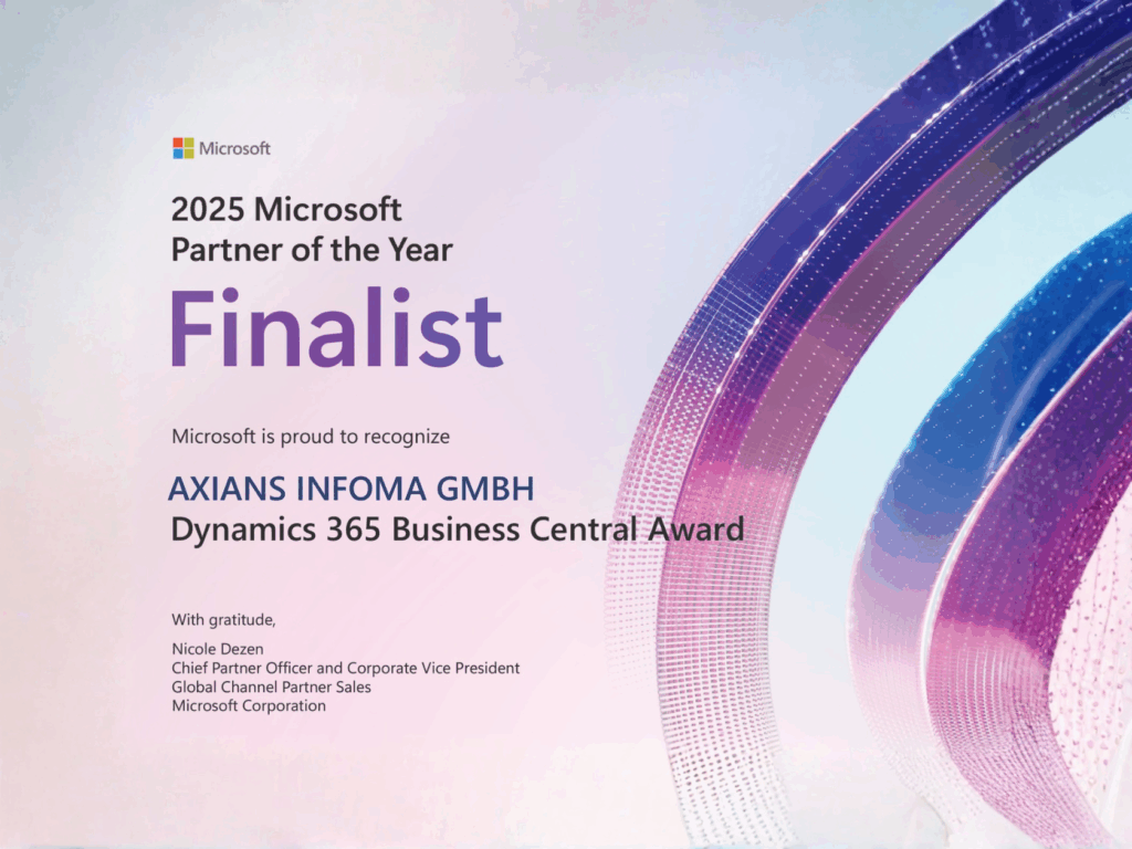 Axians Infoma als Finalist des Awards “2025 Microsoft Dynamics 365 Business Central Partner of the Year” ausgezeichnet