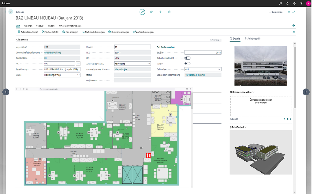 Gebäudedaten mit Elektronischer Akte, BIM-Modell und CAD-Plan